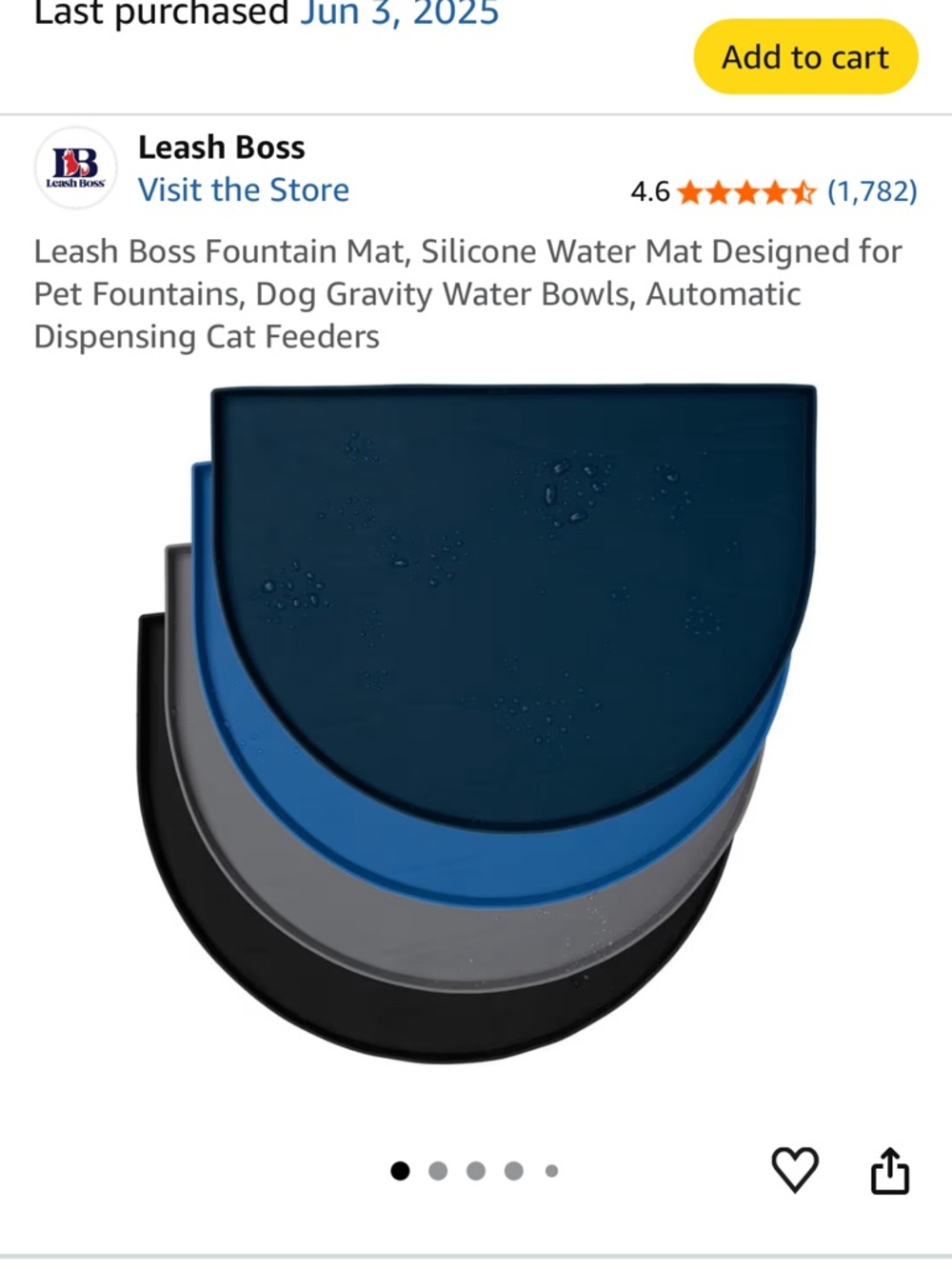 Silicone Fountain Mat for Pet Bowls - Blue - 2 avail
